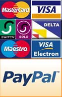 Visa, Mastercard, Delta, Maestro, Switch, Visa Electron, Eurocard, Solo